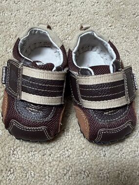 pediped Brown and Beige Toddler Walker Sneakers